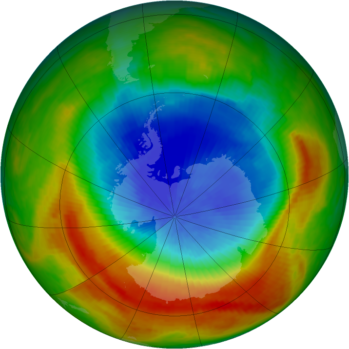 Antarctic ozone map for 17 October 1988
